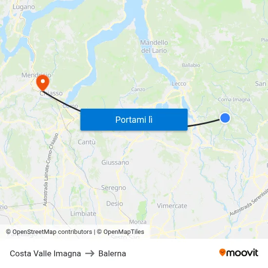Costa Valle Imagna to Balerna map