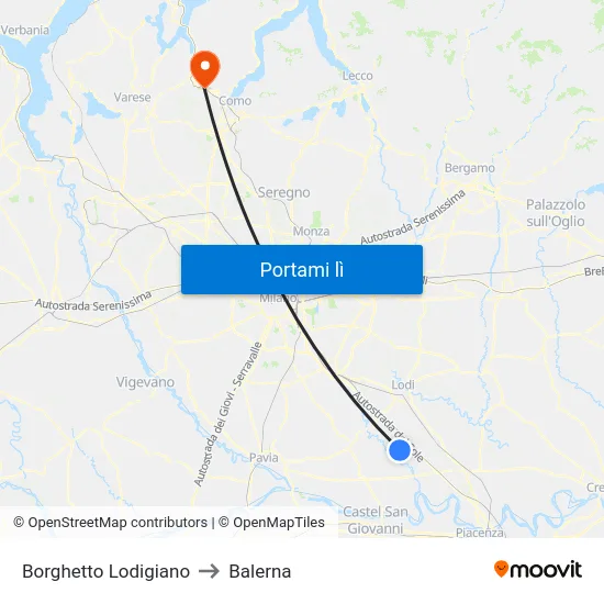 Borghetto Lodigiano to Balerna map