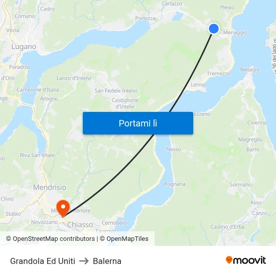 Grandola Ed Uniti to Balerna map