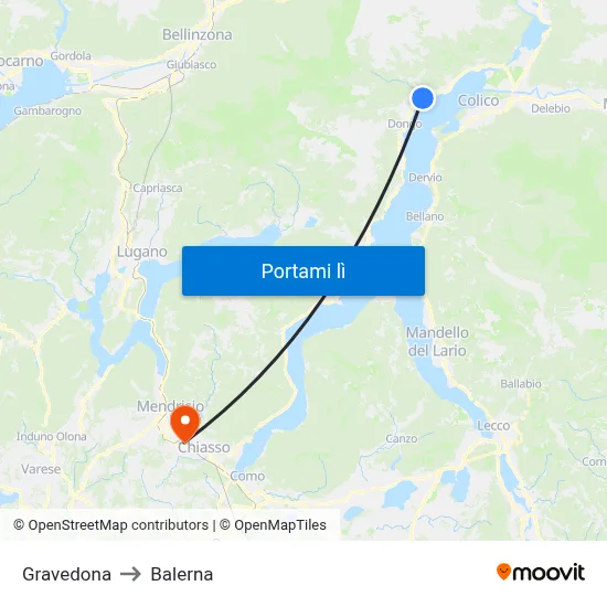 Gravedona to Balerna map