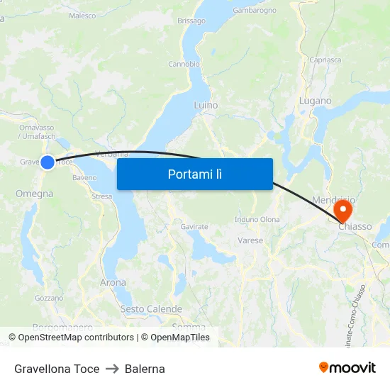 Gravellona Toce to Balerna map
