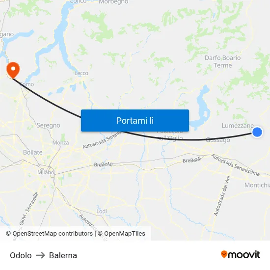 Odolo to Balerna map