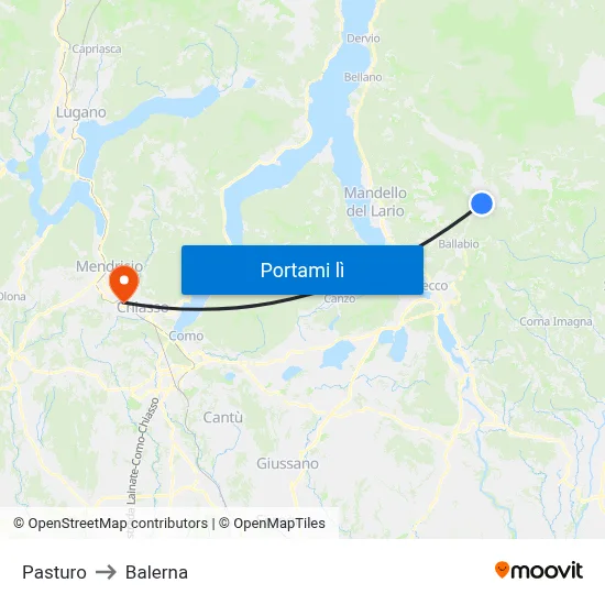 Pasturo to Balerna map