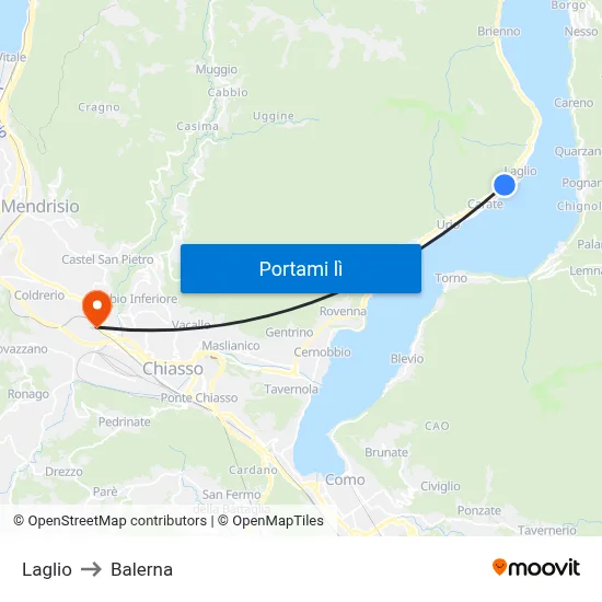 Laglio to Balerna map