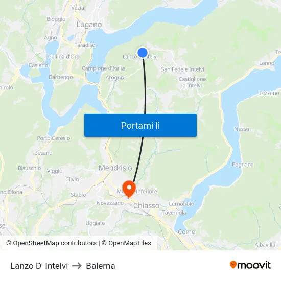 Lanzo D' Intelvi to Balerna map