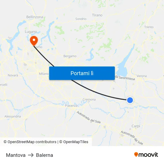 Mantova to Balerna map