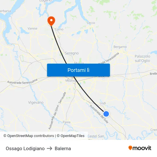 Ossago Lodigiano to Balerna map