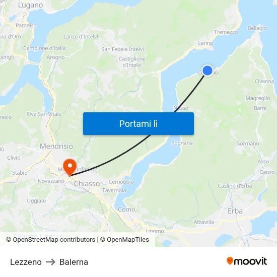 Lezzeno to Balerna map