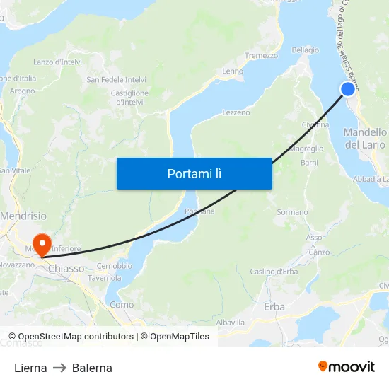 Lierna to Balerna map