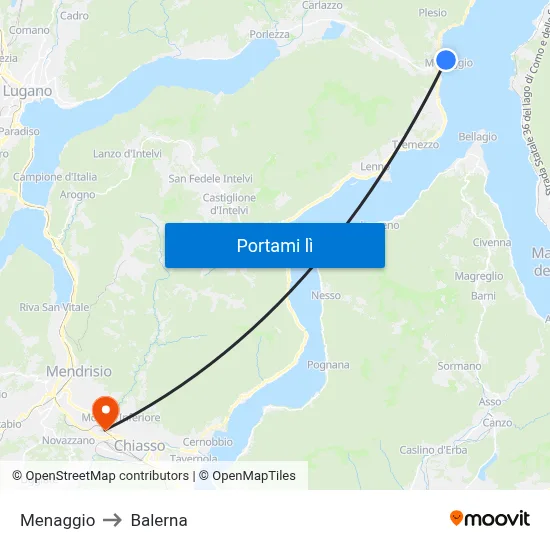 Menaggio to Balerna map