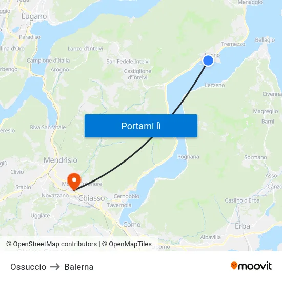 Ossuccio to Balerna map