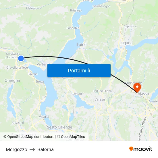 Mergozzo to Balerna map