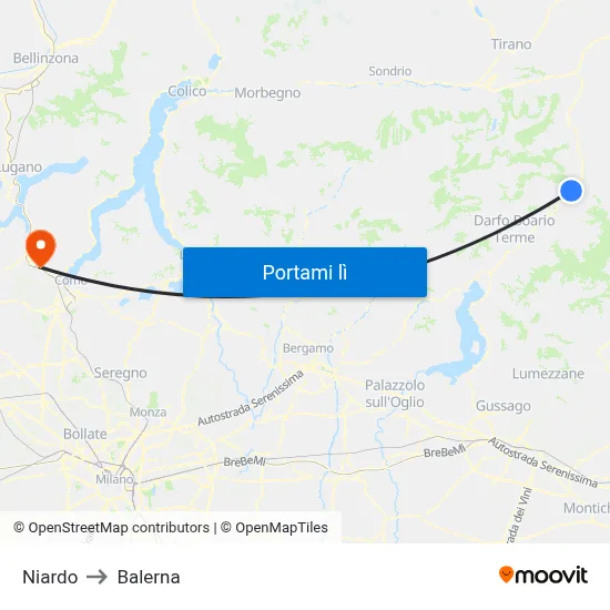 Niardo to Balerna map