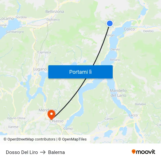 Dosso Del Liro to Balerna map