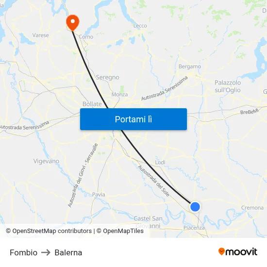 Fombio to Balerna map