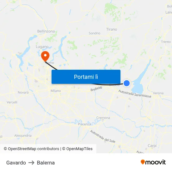 Gavardo to Balerna map