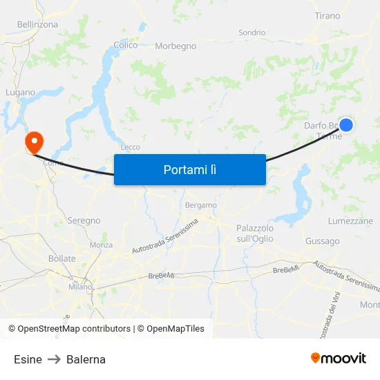 Esine to Balerna map