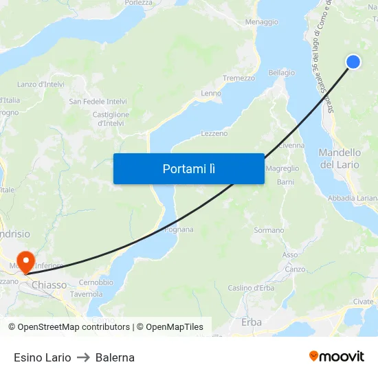 Esino Lario to Balerna map