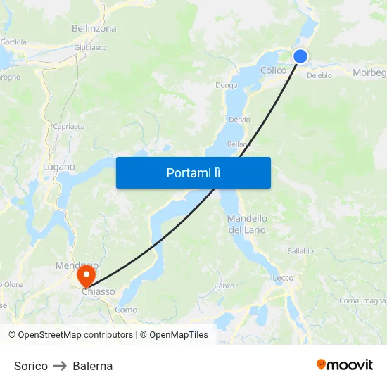 Sorico to Balerna map