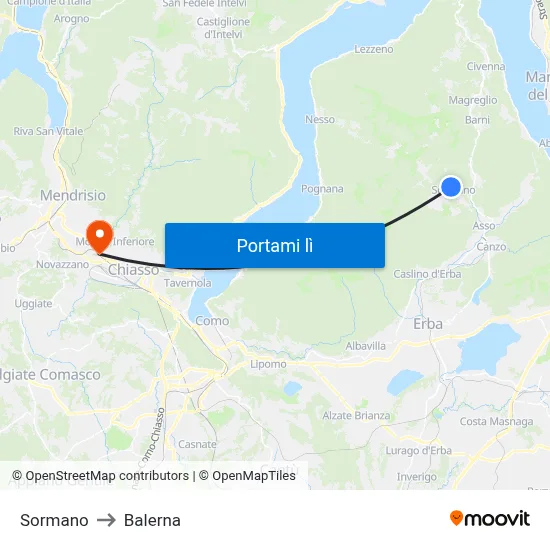 Sormano to Balerna map