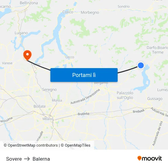 Sovere to Balerna map