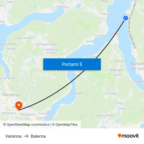 Varenna to Balerna map