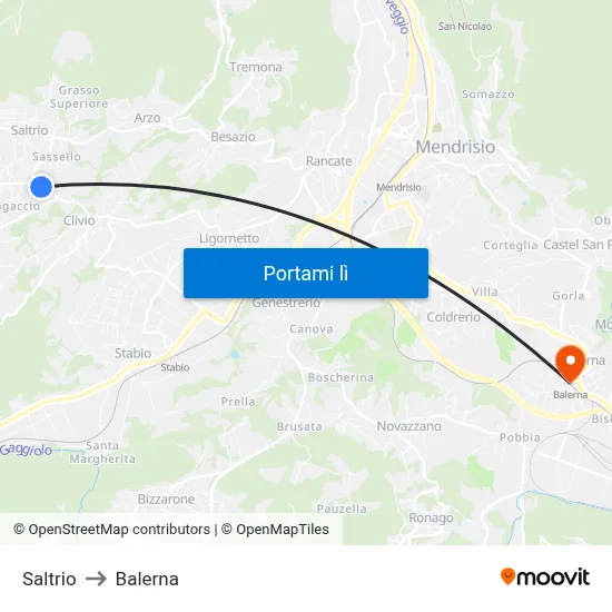 Saltrio to Balerna map