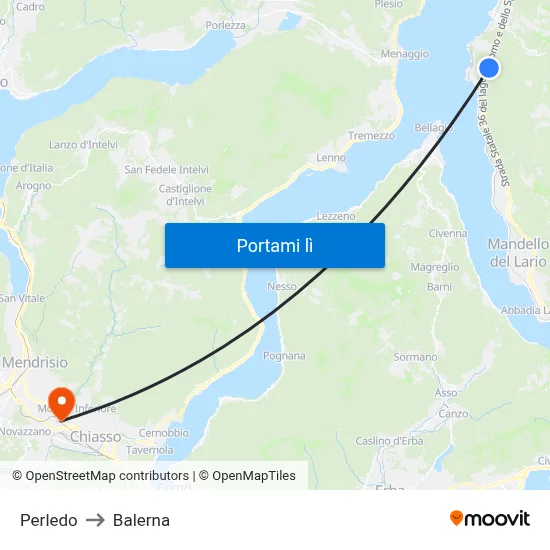 Perledo to Balerna map