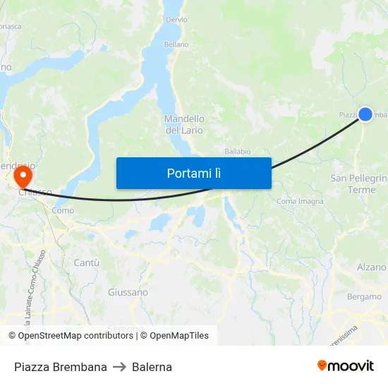 Piazza Brembana to Balerna map