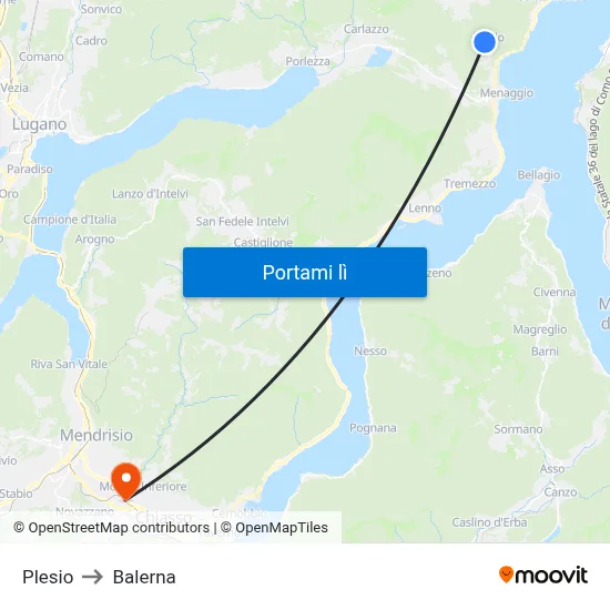 Plesio to Balerna map