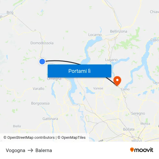 Vogogna to Balerna map