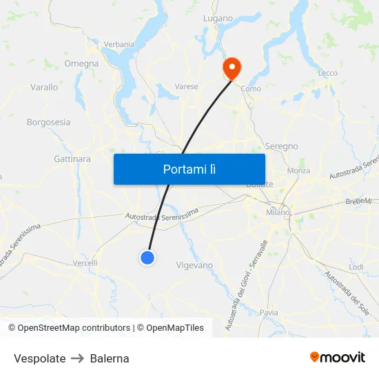 Vespolate to Balerna map