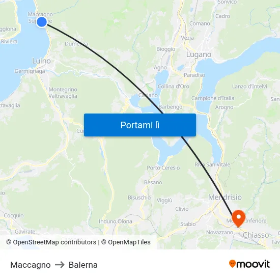 Maccagno to Balerna map
