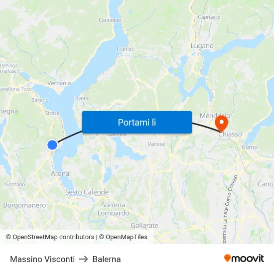 Massino Visconti to Balerna map