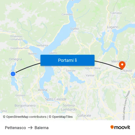 Pettenasco to Balerna map