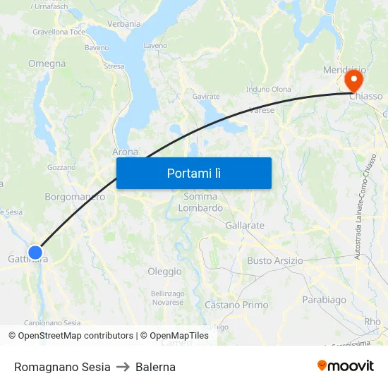 Romagnano Sesia to Balerna map