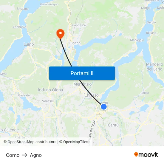 Como to Agno map