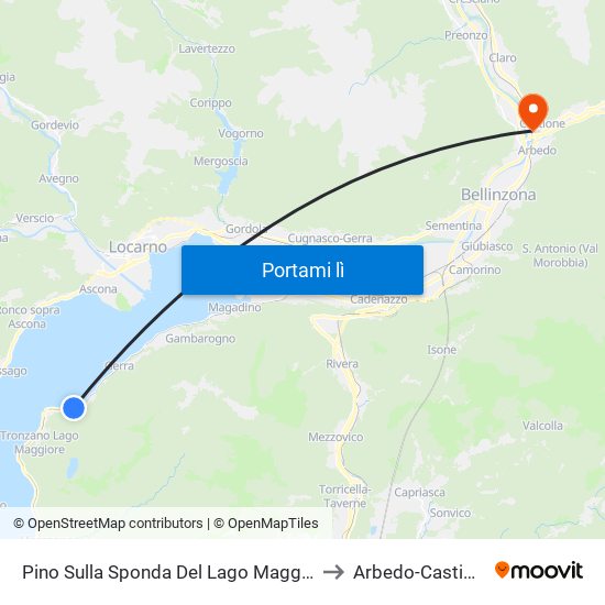 Pino Sulla Sponda Del Lago Maggiore to Arbedo-Castione map