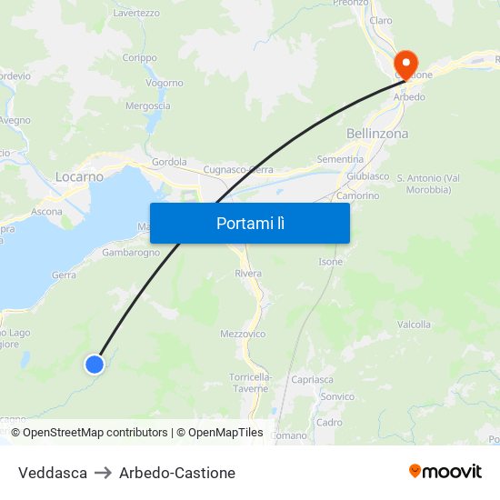 Veddasca to Arbedo-Castione map