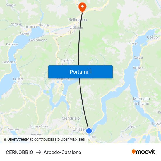 CERNOBBIO to Arbedo-Castione map