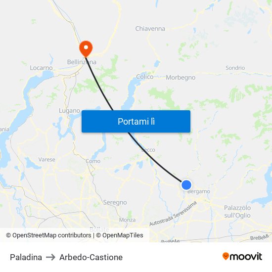 Paladina to Arbedo-Castione map