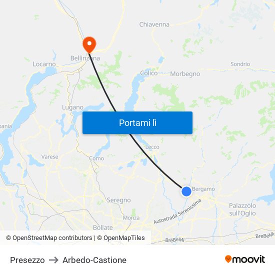 Presezzo to Arbedo-Castione map