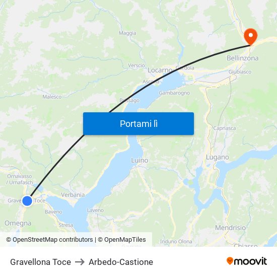 Gravellona Toce to Arbedo-Castione map