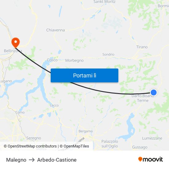 Malegno to Arbedo-Castione map