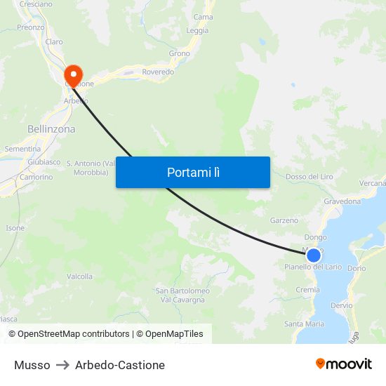 Musso to Arbedo-Castione map