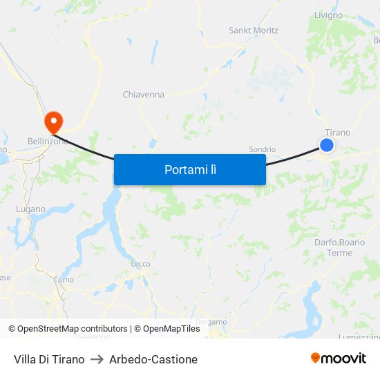 Villa Di Tirano to Arbedo-Castione map