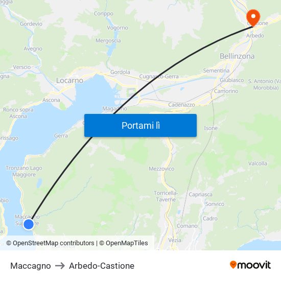 Maccagno to Arbedo-Castione map