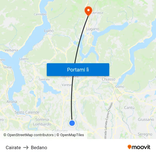 Cairate to Bedano map