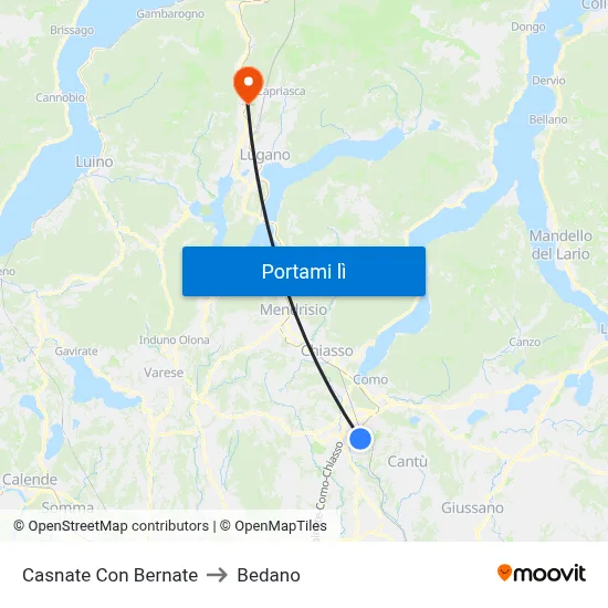 Casnate Con Bernate to Bedano map