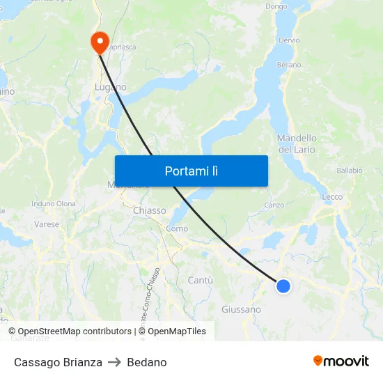 Cassago Brianza to Bedano map